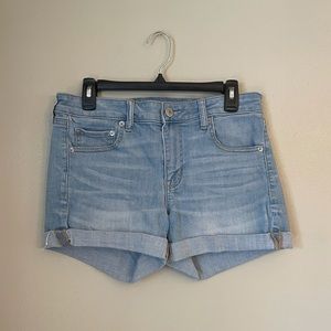 American Eagle size 12 light wash midi jean shorts